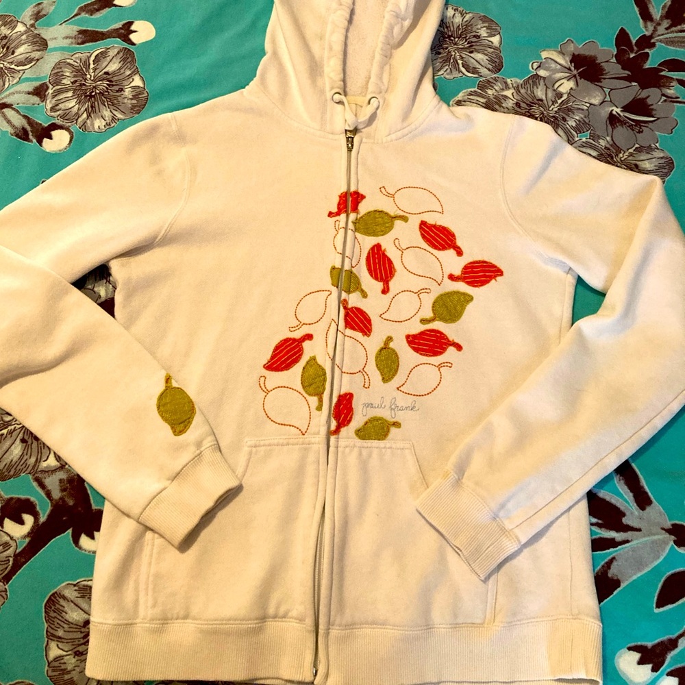 Paul Frank Hoodie, Embroidered Leaf Appliqué, Wom XS/ Girls Youth 12-14.